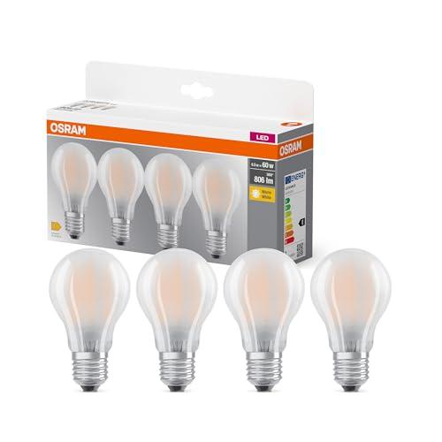 OSRAM LED BASE A60 6.5W E27 - Confezione da 4 Lampadine a LED