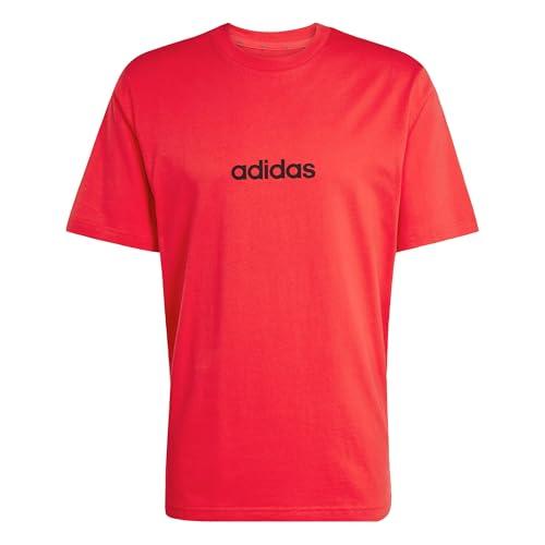 Adidas Essentials Linear Single Jersey Tee Uomo - Pure Ruby/Black