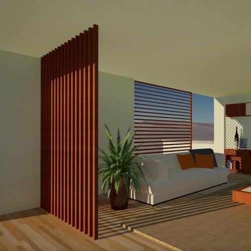 Set da 6 Listelli Decorativi Teak per Muro, Soffitto e Divisori - 4,5x6x300 cm