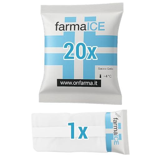 OnFarma Farma Ice Ghiaccio Istantaneo Monouso - 20 Bustine con Tasca Portaghiaccio