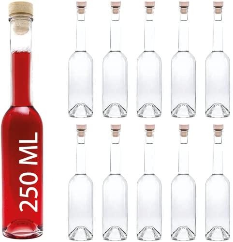Casavetro OPI HGK - Set di 10 Bottiglie di Vetro Vuote da 250 ml con Tappo in Sughero
