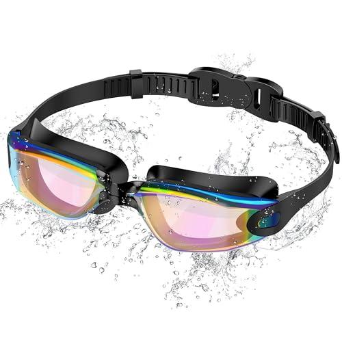 Ambienden Occhialini da Nuoto, Anti-Appannamento con Visione Chiara, Protezione UV, Regolazione Rapida, Ruarnizione in Silicone, Occhialini da Nuoto Unisex per Adulti, Placcatura Rosa colorato