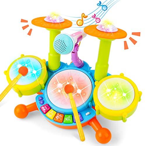 deAO Set Musicale a Percussione con Batteria Elettronica e Microfono per Bambini