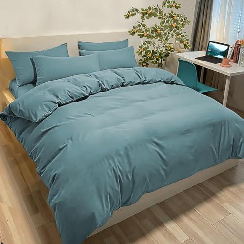 Set Copripiumino Matrimoniale 240x220 CM (2 Federe 65x65) Monocromatico in Microfibra Verde, Morbido ed Ipoallergenico, Inclusa Federa 65x65 cm