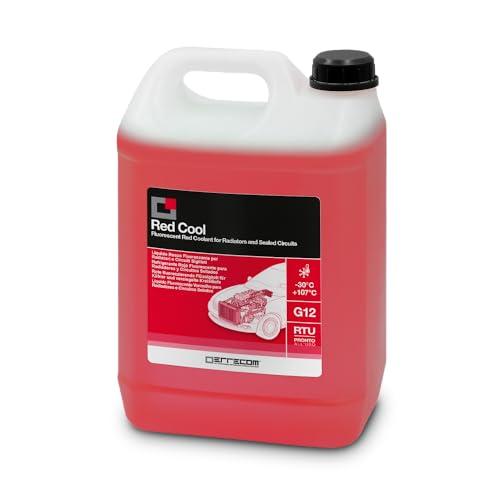 ERRECOM Red Cool, Liquido Radiatore Rosso Fluorescente -30°C/+107°C, antigelo G12 con Pacchetto inibitore a Base Organica Oat, Pronto all'Uso, 5 Litri