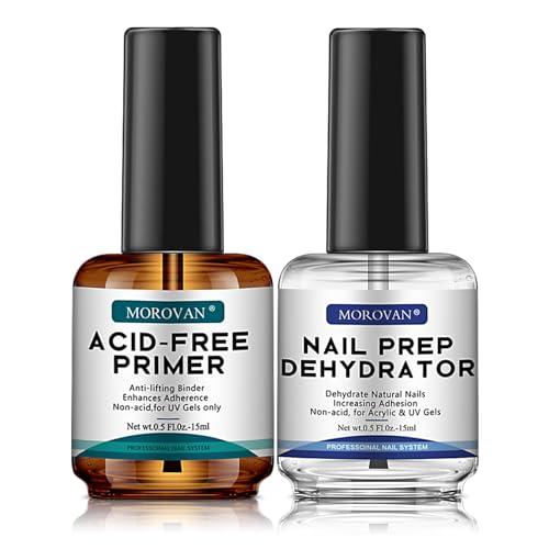 Morovan Nail Prep Primer Unghie: Set Essenziale per una Manicure Perfetta e Duratura