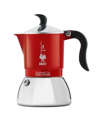Bialetti Fiammetta Induction Caffettiera, Alluminio, Acciaio, Rosso, 4 Tazze