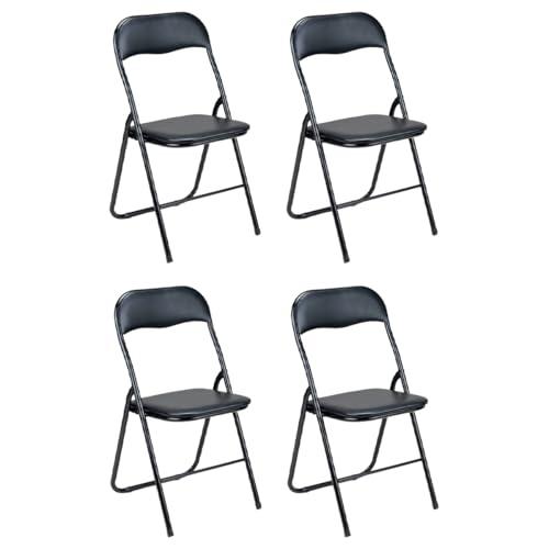 Gremium Set 4 Sedie Pieghevoli con Cuscino in Ecopelle a Doppia Imbottitura