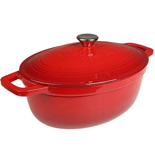 Casseruola in Ghisa Smaltata VeoHome Rosso 6L Ovale