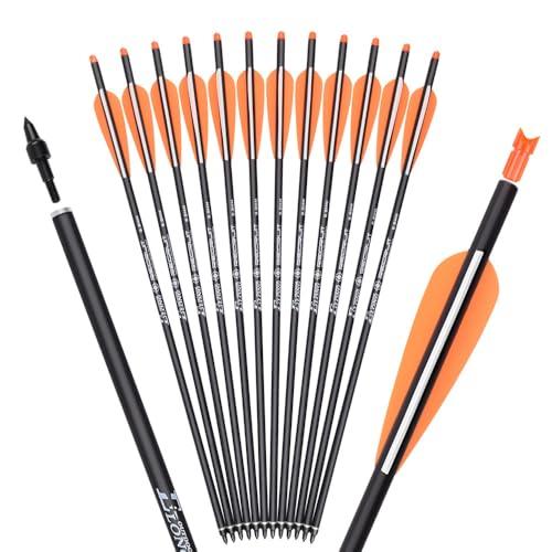 TY Archery Bulloni per braccio in carbonio da 16 pollici, per caccia, tiro ad arco, con ali da 4