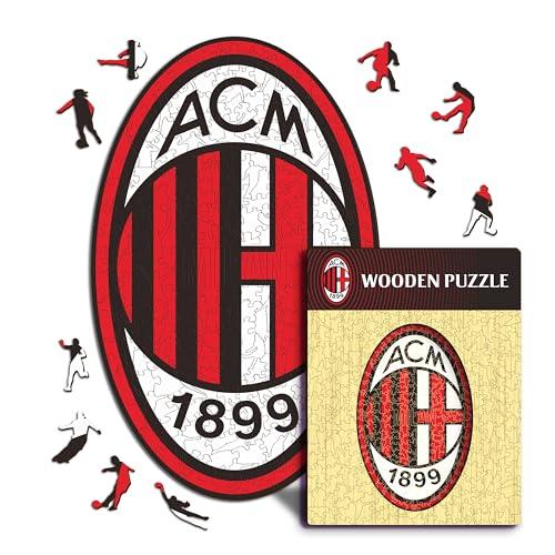 Iconic Puzzles - Milan Logo, Puzzle di Legno con licenza ufficiale, 100% sostenibile, taglia S, 150 Pz