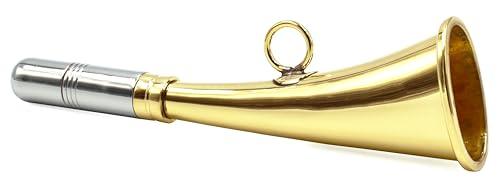 Tromba da caccia in ottone lucido, 16 cm, 22 cm, 26 cm, colore: oro (16 cm)