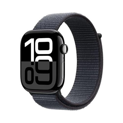 Apple Watch Series 10 GPS, Cassa 46 mm in alluminio Jet Black con Sport Loop inchiostro