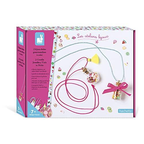 Janod - Set 2 Collane con Fiale e Dolcetti Fai-Da-Te - Les Ateliers Bijoux - Attività Creativa per Bambini - Abilità Manuali e Concentrazione - Dai 7 Anni, J07935