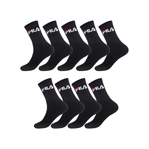 FILA Calzini Uomo Cotone, Set di 9 Calze Sportive Uomo, Nero, Taglie 43/46