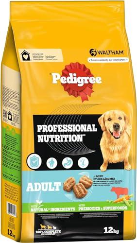 Pedigree Professional Nutrition - Cibo secco per cani adulti con manzo e verdure, 12 kg