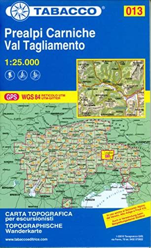 Prealpi Carniche. Val Tagliamento. Carta topografica 1:25.000