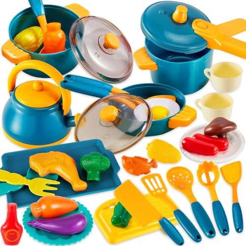 LINFUN KIDS Set Pentole Giocattolo per Bambini - 29 Pezzi per un Divertimento Creativo in Cucina