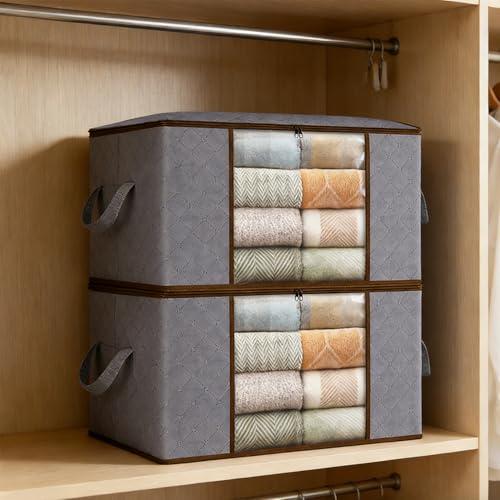 Set di 2 Sacchetti Portaoggetti Pieghevoli da 90L per Armadio