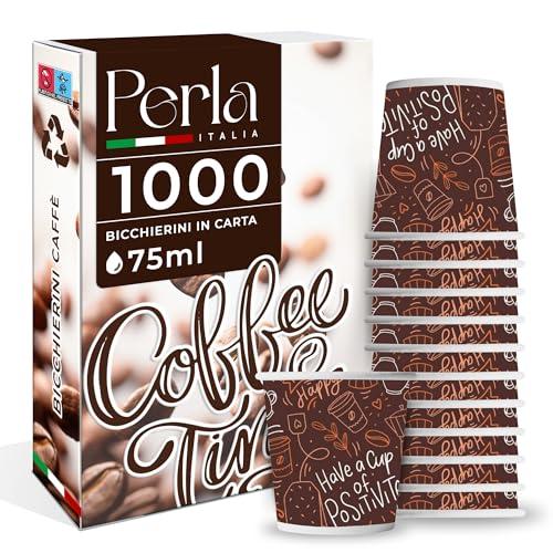 Perla - 1000 Bicchierini Caffè Carta 75ml - Bicchieri Caffè Monouso Biodegradabili
