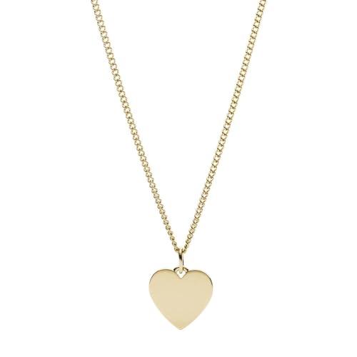 Fossil Collana da Donna in Acciaio Inossidabile Dorato con Ciondolo a Cuore