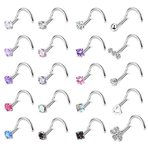 ADRAMATA Set 20 Pezzi Piercing Naso Acciaio Chirurgico