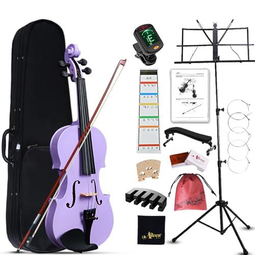 Aileen 4/4 Violino Completo per Adulti Principianti, kit di Avviamento al Violino per Bambini dai 12 anni in su, Set di Violini Viola per Studenti con 13 Accessori, incluso Adesivo per Tastiera