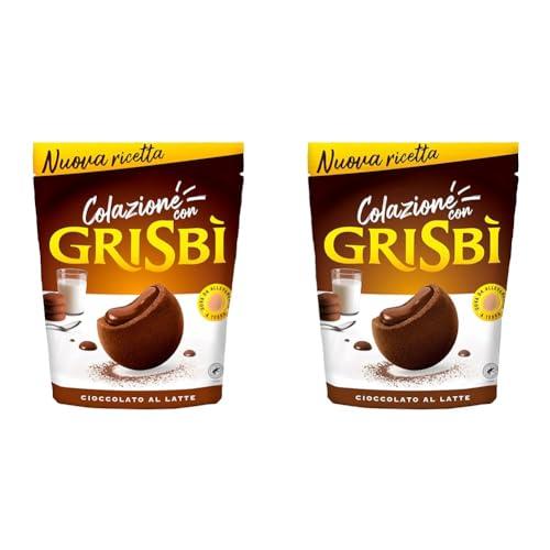 Grisbì Cioccolato - Biscotti di Croccante Pasta Frolla al Cacao, Ripieni di Morbida Crema al Cioccolato, Ideali per Colazione, Confezione da 20 Biscotti, 250 gr