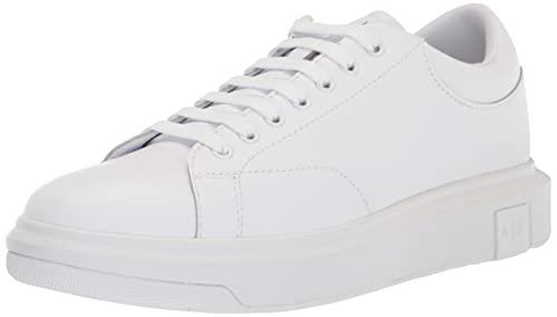 ARMANI EXCHANGE Venice Con Logo Ricamato Sulla Suola Della Piattaforma, Scarpe da ginnastica Uomo, Bianco Opaco, 45 EU
