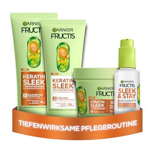 Garnier Fructis Keratin Sleek - Set Completo per Capelli Secchi e Ribelli