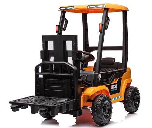 Muletto Elettrico JCB 12V per Bambini: Divertimento e Avventura con Forche Elettriche e Telecomando