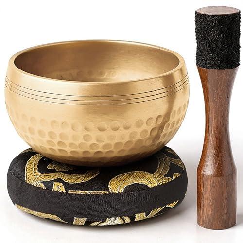 Ciotola Tibetana Autentica con Accessori per Meditazione e Terapia Sonora