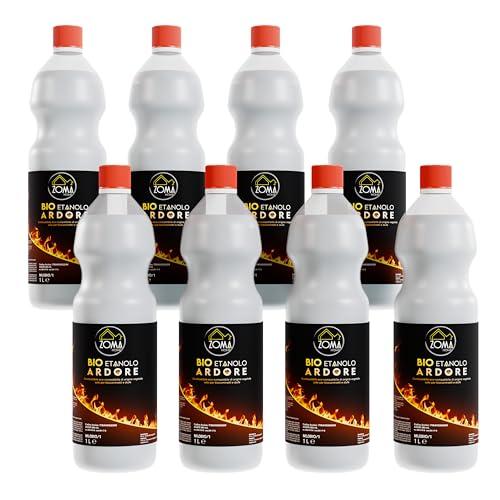 ZOMAHOME Bioetanolo Liquido per Stufa e Camino - Bioetanolo inodore ad Alto Potere Calorico - Bioetanolo per camino inodore ideale per interni, Liquido bioetanolo di origine vegetale - 8 Litri
