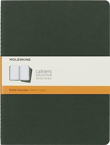 Moleskine Cahier Journal, Set di 3 Quaderni Verde Mirto Extra Large