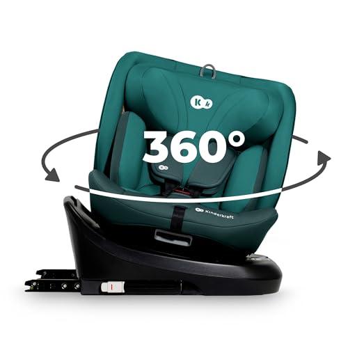 Kinderkraft I-GROW Seggiolino auto 0-36 kg, I-SIZE 40-150 cm, Seggiolino 360 girevole, con Isofix Base, Reclinabile Posizione sdraiata, Poggiatesta regolabile, Gruppo 0 1 2 3, Verde