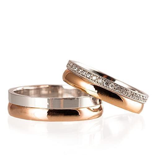 Set Fedi Nuziali Placcate Oro Rosa Argento 925 Personalizzabili