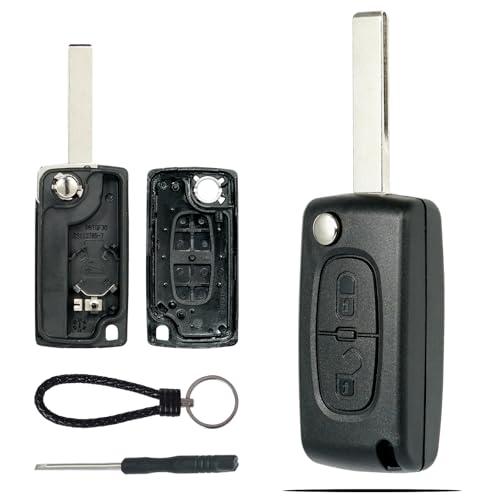 SUPALAND Guscio Chiave di Ricambio per Auto Citroen e Peugeot - 2 Tasti con Lama Hu83 CE0536