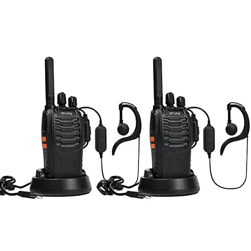 Walkie Talkie PT88E PMR446 Radio Bidirezionale 16 Canali Ricaricabile con Ricarica USB VOX per Esterno (2 Confezioni)