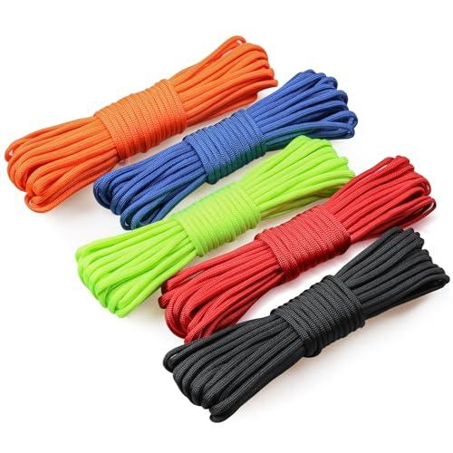 VABNEER Paracord 550 - Kit da 5 Rotoli (50m Totali)