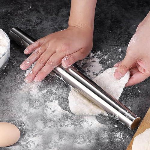 Mattarello in acciaio inox, gadget da cucina per la casa e la cucina, per stendere ravioli, pizza, pasticceria, biscotti (25,4 cm)