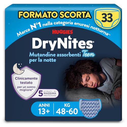 Huggies DryNites Pannolini Mutandina XL (48-60 kg) 13-19 Anni - 33 Pezzi