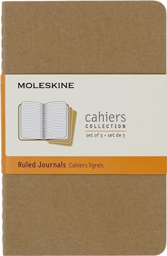 Moleskine Cahier Journal, Set 3 Quaderni con Pagina a Righe, Copertina in Cartoncino e Cucitura a Vista, Colore Marrone Avana, Dimensione Pocket 9 x 14 cm, 64 Pagine