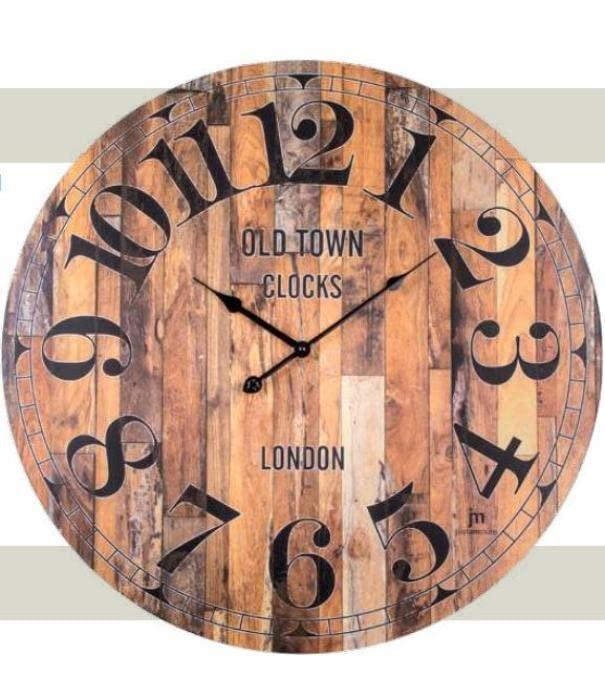 LOWELL Orologio da Parete in MDF Rotondo ø 58 cm al Quarzo colore Legno - 21499