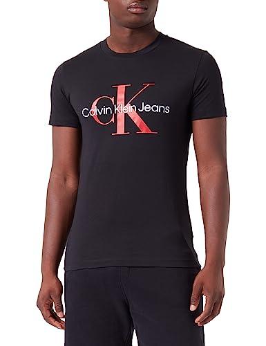 Calvin Klein Jeans Core Monologo Slim Tee J30J320935, Maglietta a maniche corte Uomo, Nero (Ck Black / Salsa), M