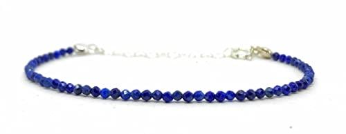 Bracciale Lapislazzuli 2mm e Argento Sterling Regolabile