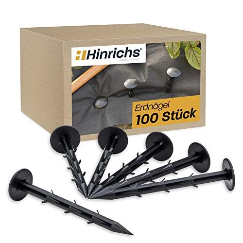 Hinrichs 100 Chiodi a terra - Picchetti Molto Resistenti con Ganci in Direzione Opposta - 6 Barbe- 14,5 cm Lunghezza, 35 mm Diametro Testa - Chiodi per Prato sintetico - Ferma Telo Pacciamatura