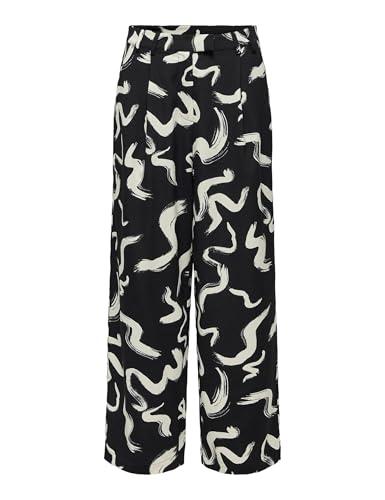 ONLY Onlnova Life Vis Lesli Pant Pantaloni, Black/AOP:587 Yoko, L Donna