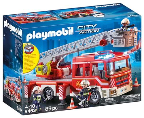 PLAYMOBIL City Action 9463, Autoscala dei Vigili del Fuoco con luci e suoni, Dai 5 anni