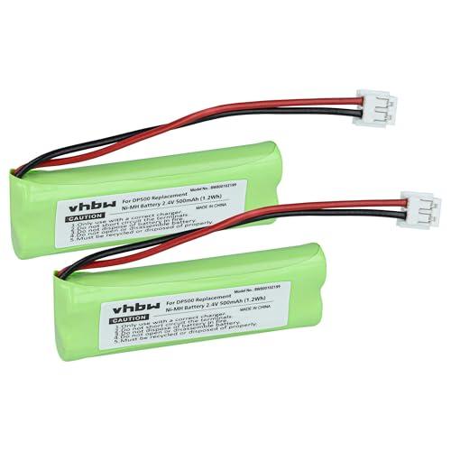 vhbw 2x Batteria NiMH 500mAh per Cordless Medion MD83242, MD83282