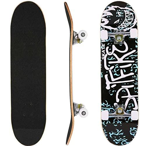 Skateboard Completo a 7 Strati in Legno d'Acero - Ideale per Principianti e Adulti